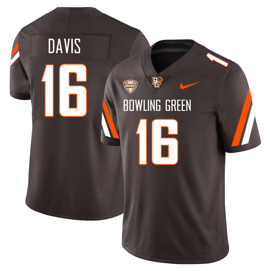 Bowling Green Falcons #16 Chace Davis College Football Jerseys Stitched Sale-Brown